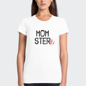 Бяла дамска тениска с щампа за Мама