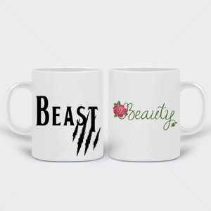 Комплект две бели чаши  Beast & Beauty Комплект две бели чаши Beast & Beauty