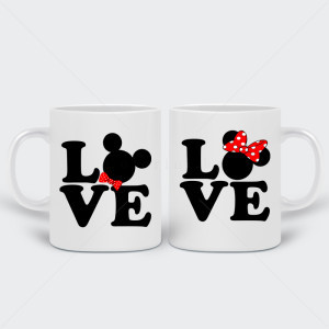 Комплект две бели чаши Love Mouse