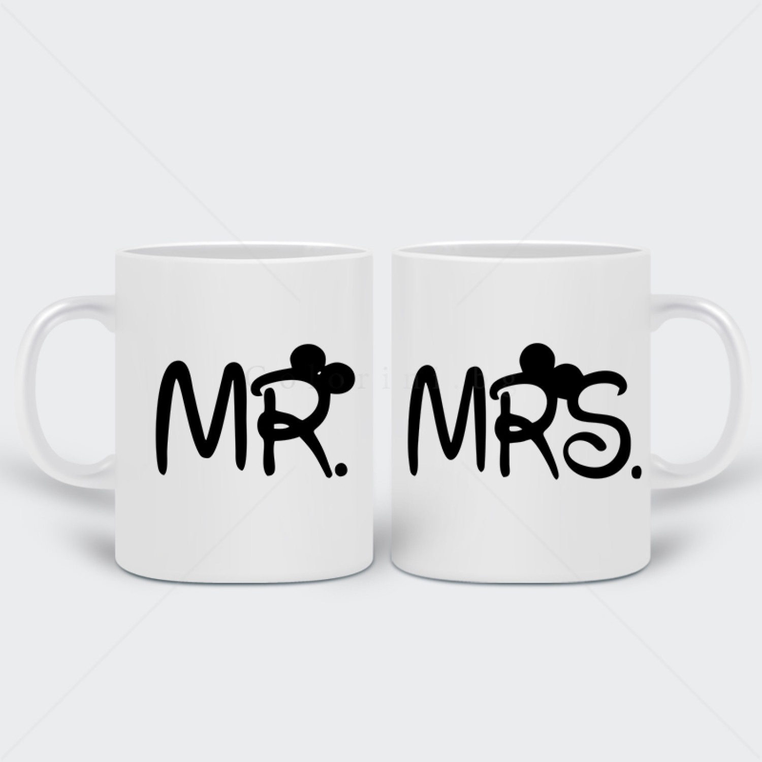 Комплект две бели чаши Mr & Mrs