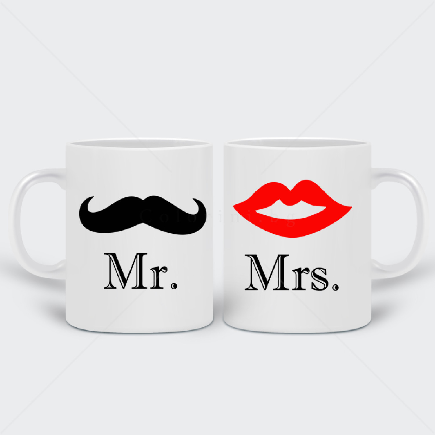 Комплект две бели чаши Mr & Mrs