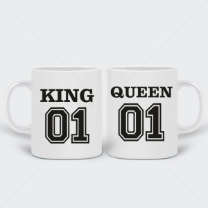 Комплект две бели чаши King and Queen 01