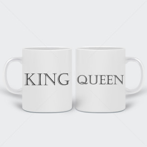 Комплект две бели чаши King & Queen