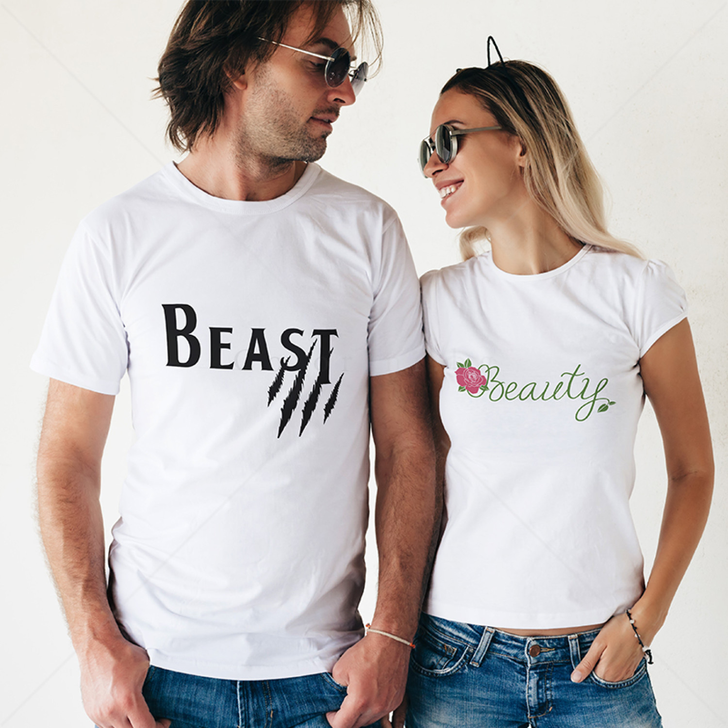 Комплект две Тениски за двойки Beast and Beauty
