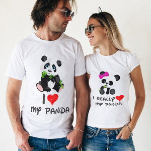 Комплект две Тениски за двойки I love my panda