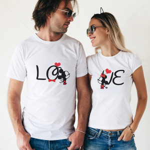 Комплект две Тениски за двойки Mickey & Minnie Love