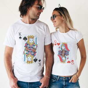 Комплект две Тениски за двойки King & Queen Card