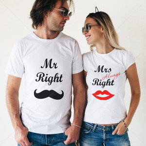 Комплект две Тениски за двойки Mr and Mrs Right