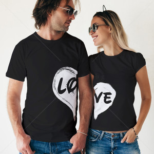 Комплект две Тениски за двойки Love heart