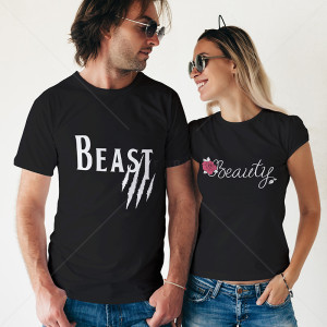 Комплект две Тениски за двойки Beast and Beauty B