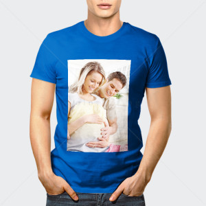 Синя мъжка тениска с ваша Снимка или печат по избор
