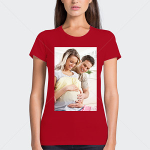 Червена дамска тениска с снимка или печат по избор