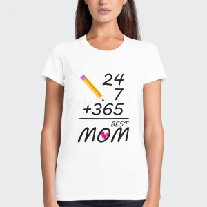 Бяла дамска тениска с щампа за Мама