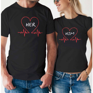 Комплект две Тениски за двойки -   Him & Her couple