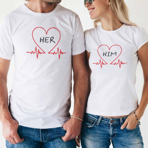 Комплект две Тениски за двойки Him & Her couple