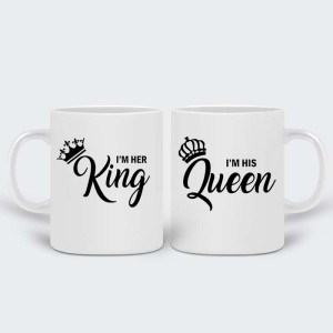 Комплект две бели чаши I'm her King/ I'm his queen