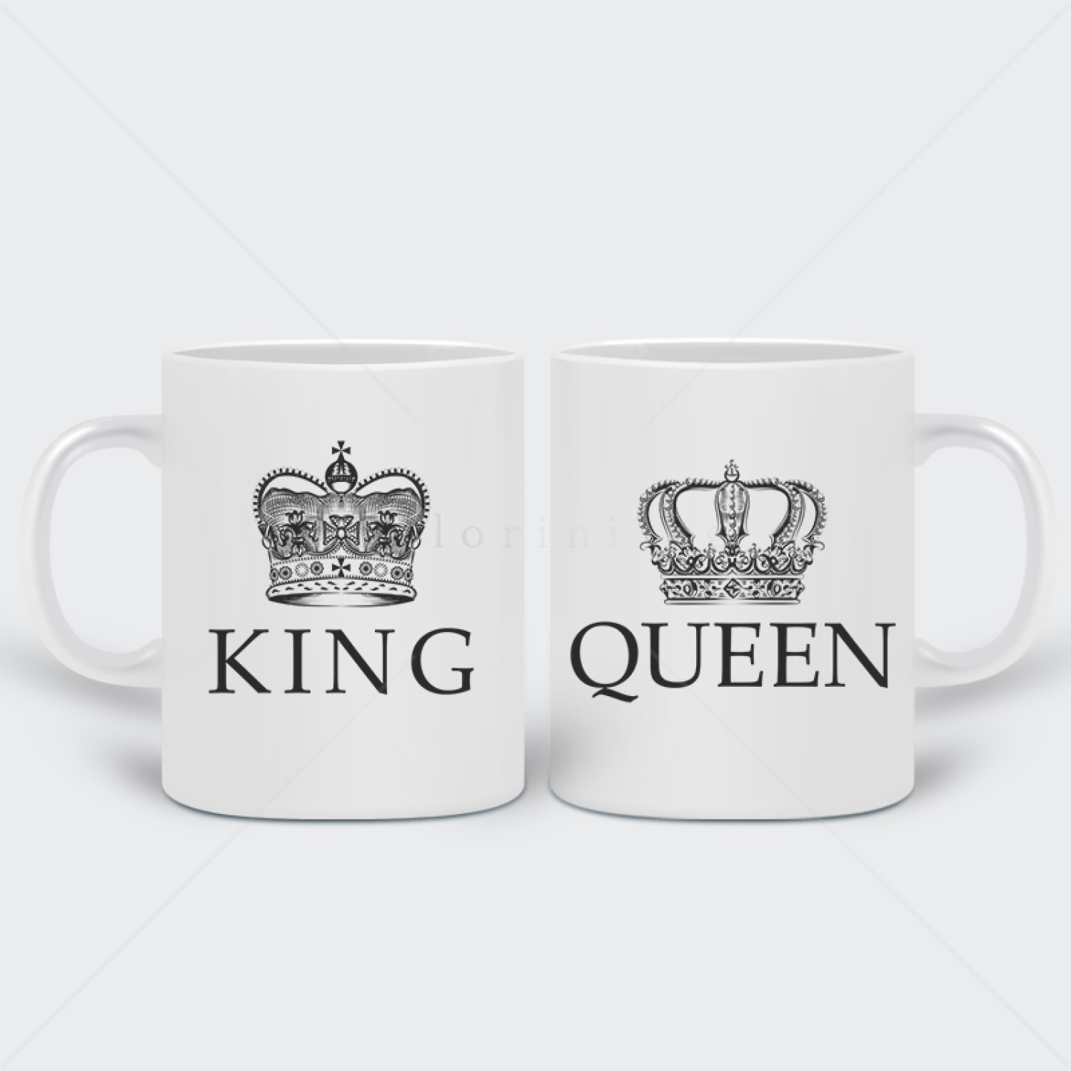 Комплект две бели чаши King and Queen