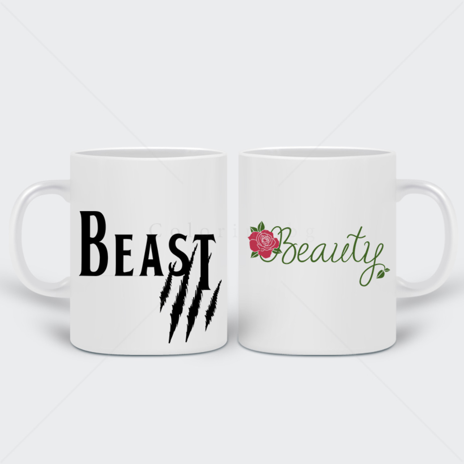 Комплект две бели чаши  Beast & Beauty Комплект две бели чаши Beast & Beauty