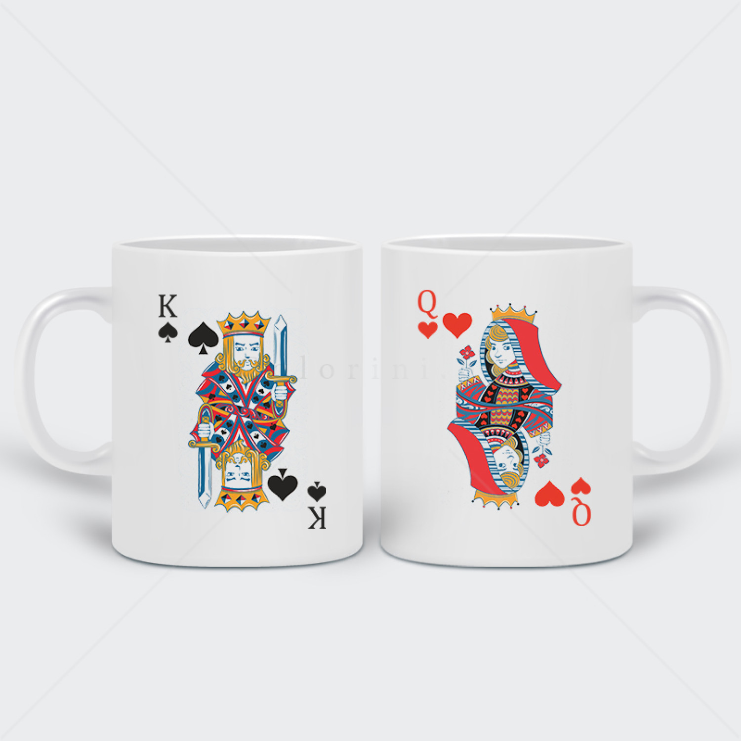 Комплект две бели чаши King and Queen Card