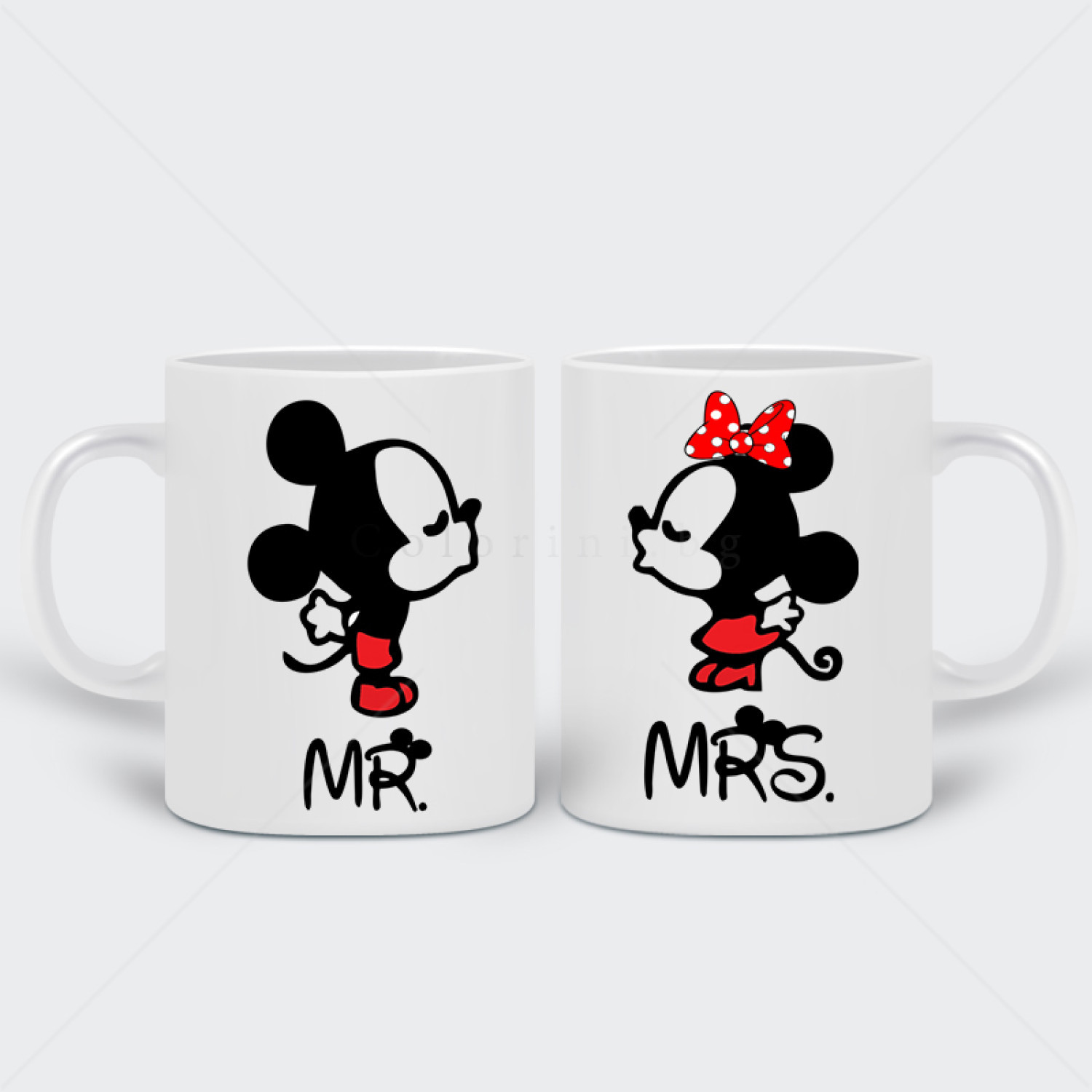 Комплект две бели чаши Mr & Mrs Mouse