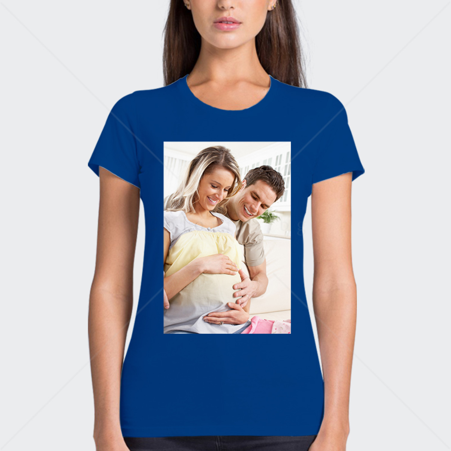 Синя дамска тениска с снимка или печат по избор