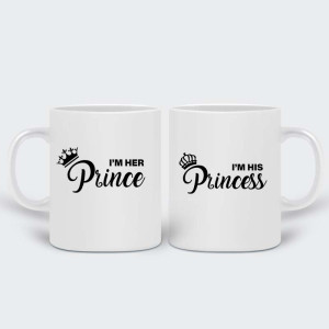 Комплект две бели чаши I'm their prince/ I'm their princess